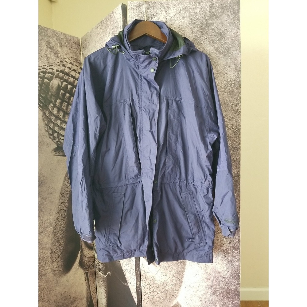 EDDIE BAUER Women's Full Zip Nylon‎ Rain Coat Hoodie Jacket Size S PURPLE
